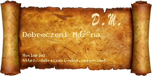 Debreczeni Mína névjegykártya